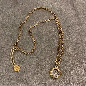 Robin Steele, Pave Crystal Disc Pendant Necklace